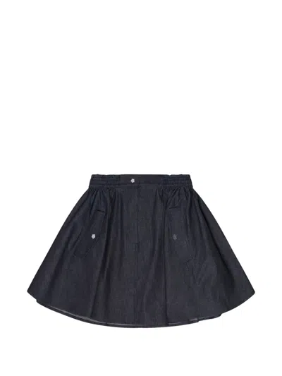 Cecilie Bahnsen Flower-button Flared Skirt In Blue