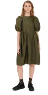 Cecilie Bahnsen Fonda Kaze Matelassé Dress Olive In Green