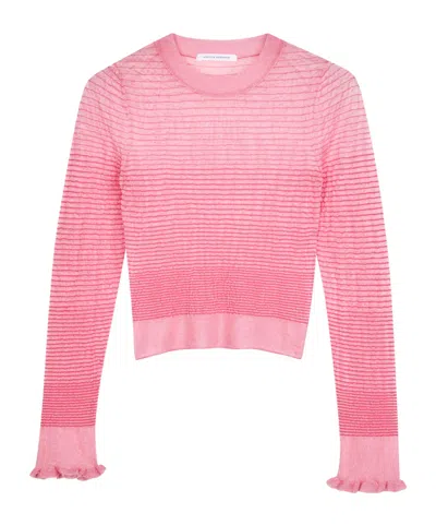 Cecilie Bahnsen Fringed-cuff Long-sleeve Top In Multi