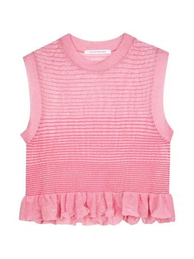 Cecilie Bahnsen Celia Vest Sheer Summer Knit In Pink