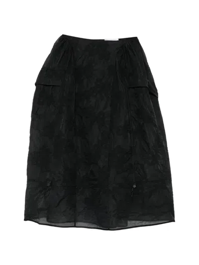 Cecilie Bahnsen Fuana Bow-jacquard Pleated Midi Skirt In Black