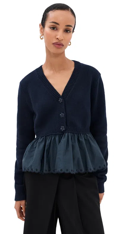Cecilie Bahnsen Fubo Cardigan Navy In Blue