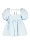 Cecilie Bahnsen Blouse With Gathered Back And Puff Sleeves In Light Blue