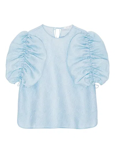Cecilie Bahnsen Gathered-detail Top In Blue