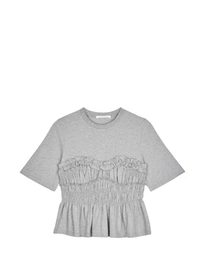 Cecilie Bahnsen Gathered-effect T-shirt In Gray