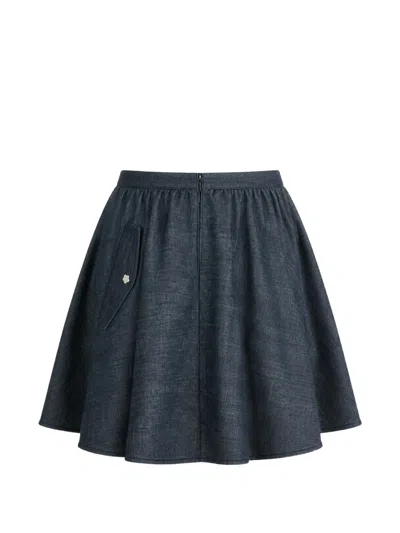 Cecilie Bahnsen Gathered Flared Mini Skirt In Blue
