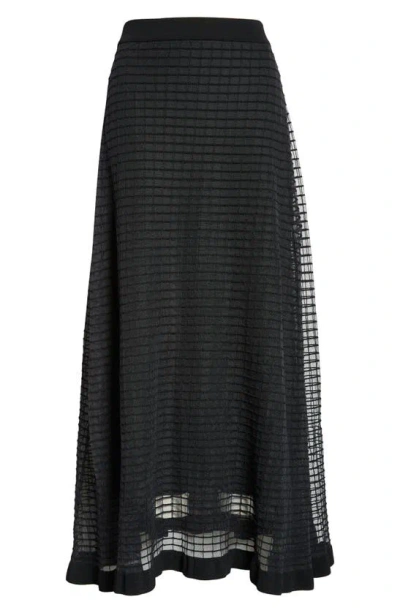 Cecilie Bahnsen Gemma Sheer Grid A-line Skirt In Black