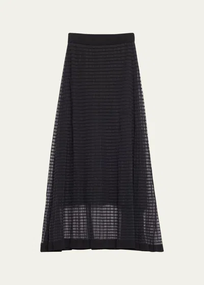 Cecilie Bahnsen Gemma Sheer Grid Midi Skirt In Black
