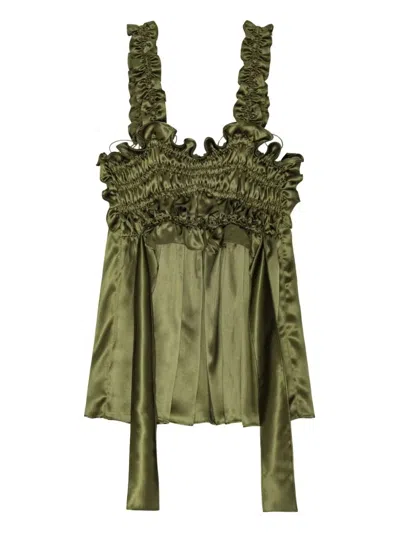 Cecilie Bahnsen Gia Silk Top In Green