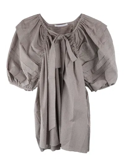 Cecilie Bahnsen Gingham Top In Grey