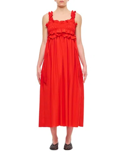 Cecilie Bahnsen Giovanna Cotton Long Dress In Red