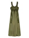 Cecilie Bahnsen Long Length Ruffle Detail Sleeveless Dress In Green