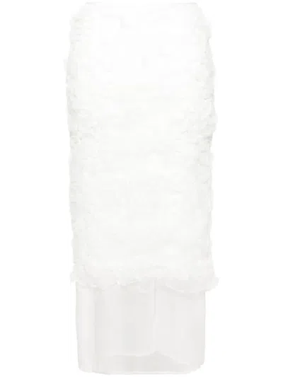 Cecilie Bahnsen Ugne Pencil Midi Skirt In Ivory