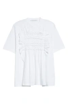CECILIE BAHNSEN GOLDIE SMOCKED RUFFLE STRETCH COTTON T-SHIRT