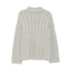 Cecilie Bahnsen Cable-knit Crew-neck Sweater In Gray