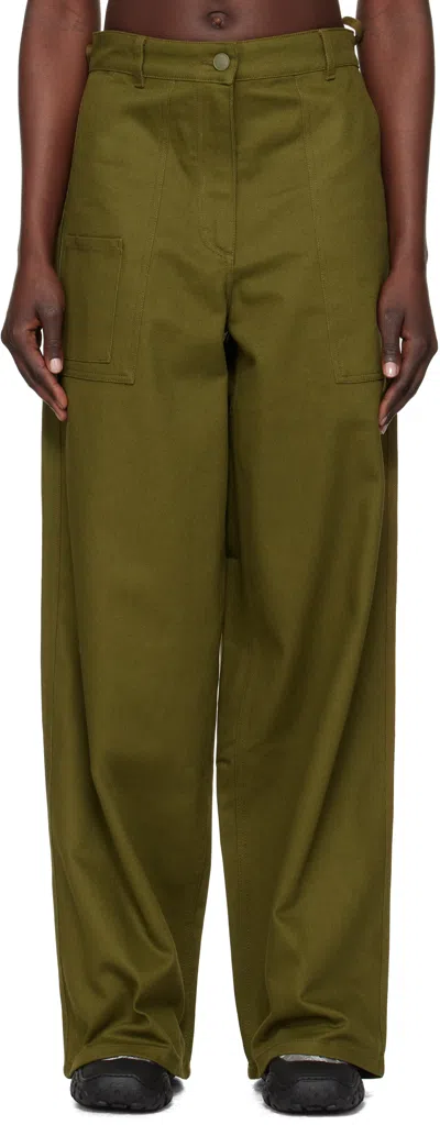 Cecilie Bahnsen Green Anita Jeans In Olive Green