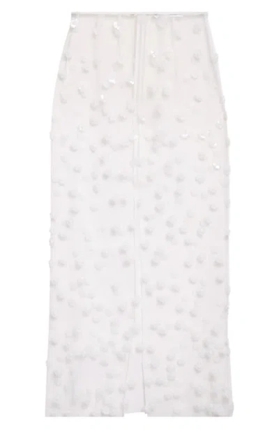 Cecilie Bahnsen Gus Sequin Blossom Sheer Tulle Skirt In White