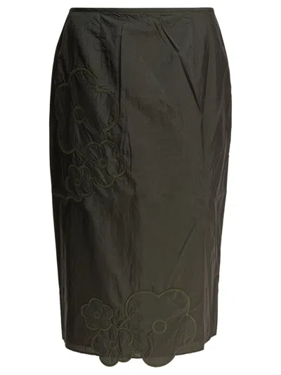 CECILIE BAHNSEN CECILIE BAHNSEN HIGH-WAISTED MIDI SKIRT WITH FLORAL EMBROIDERY