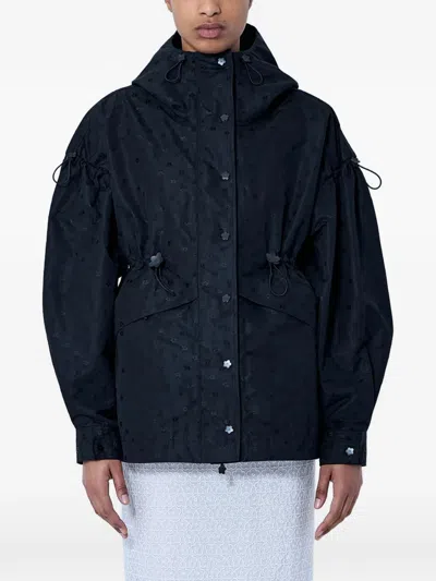 Cecilie Bahnsen Iris-jacquard Drawstring Oversized Jacket In Blue