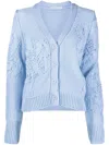Cecilie Bahnsen Blue Irma V-neck Wool Cardigan In Blue