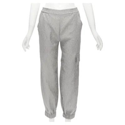 Pre-owned Cecilie Bahnsen Jackson Grey Matelasse Cloque Cargo Track Pants Uk6 Xs In Gray