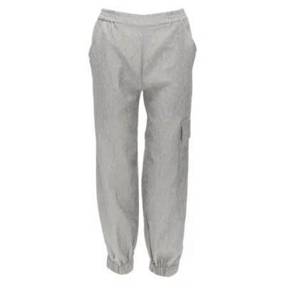 Pre-owned Cecilie Bahnsen Jackson Grey Matelasse Cloque Cargo Track Pants Uk6 Xs In Gray