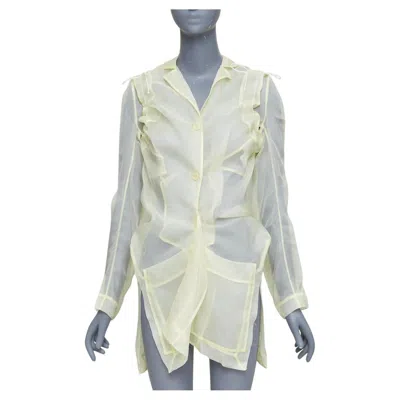 Pre-owned Cecilie Bahnsen Jaughna Buttermilk Yellow 100% Silk Deconstructed Blazer Uk8 S