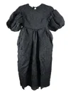 Cecilie Bahnsen Jeanne Puff-sleeve Midi Dress In ブラック