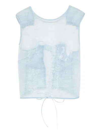 Cecilie Bahnsen Katia Sleeveless Top In Blue