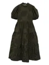 Cecilie Bahnsen Kelly Puff-sleeve Tiered Midi Dress In Green
