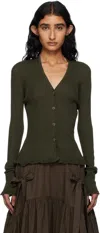 Cecilie Bahnsen Khaki Bessie Cardigan In Green