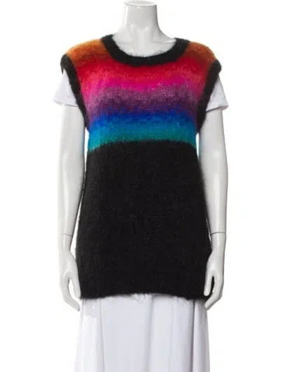 Pre-owned Cecilie Bahnsen Kid Mohair Striped Sweater W/ Tags In Black