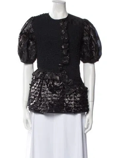 Pre-owned Cecilie Bahnsen Lace Pattern Crew Neck Blouse In Black
