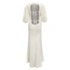 Cecilie Bahnsen Latifa Silk Knitted Backless Puff Sleeves Dress In White