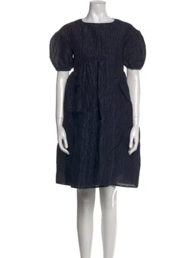 Pre-owned Cecilie Bahnsen Linen Knee-length Dress In Blue