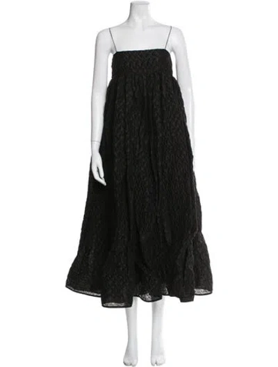 Pre-owned Cecilie Bahnsen Linen Long Dress In Black