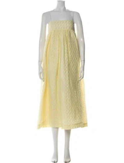 Pre-owned Cecilie Bahnsen Linen Long Dress In Yellow