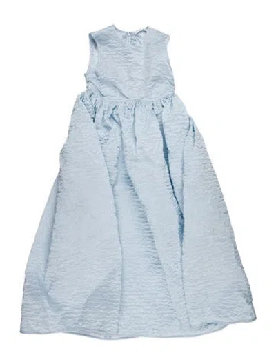 Pre-owned Cecilie Bahnsen Linen Midi Length Dress In Blue