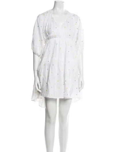 Pre-owned Cecilie Bahnsen Linen Mini Dress In White