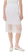 Cecilie Bahnsen Midi Skirt With Floral Embroidery And Back Slit In White