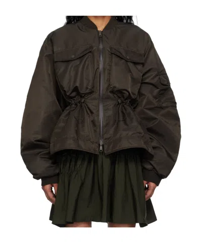 Cecilie Bahnsen Long Sleeve Bomber Jacket In Brown