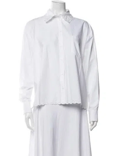 Pre-owned Cecilie Bahnsen Long Sleeve Button-up Top In White