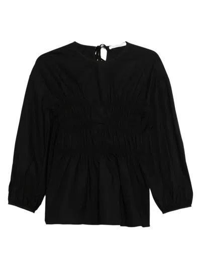 Cecilie Bahnsen Long Sleeve Stitch Top In Black