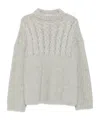 Cecilie Bahnsen Cable-knit Crew-neck Sweater In Gray