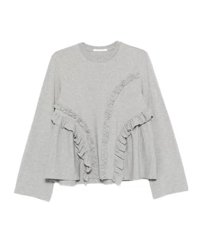 Cecilie Bahnsen Long-sleeved T-shirt In Gray