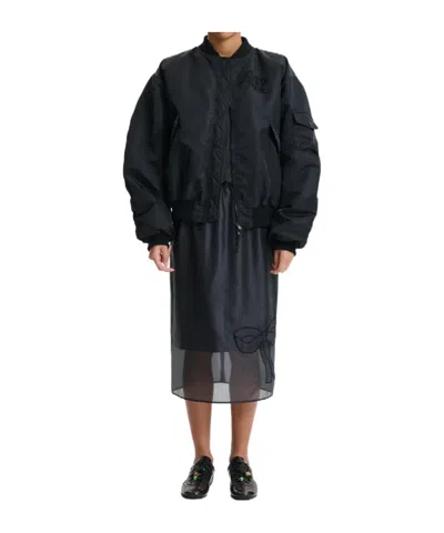 Cecilie Bahnsen Long-sleeved Bomber Jacket In Black
