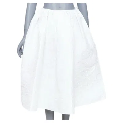 Pre-owned Cecilie Bahnsen Mala Plumeria White Matelasse Floral Overstitch Skirt Uk8 S