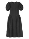 Cecilie Bahnsen Matelassé Puff-sleeve Bali Dress In Black