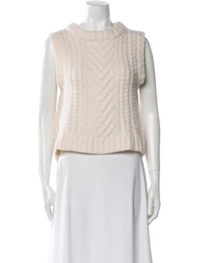 Pre-owned Cecilie Bahnsen Merino Wool Crew Neck Sweater In Neutral
