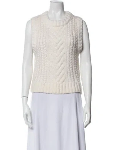 Pre-owned Cecilie Bahnsen Merino Wool Crew Neck Sweater In White